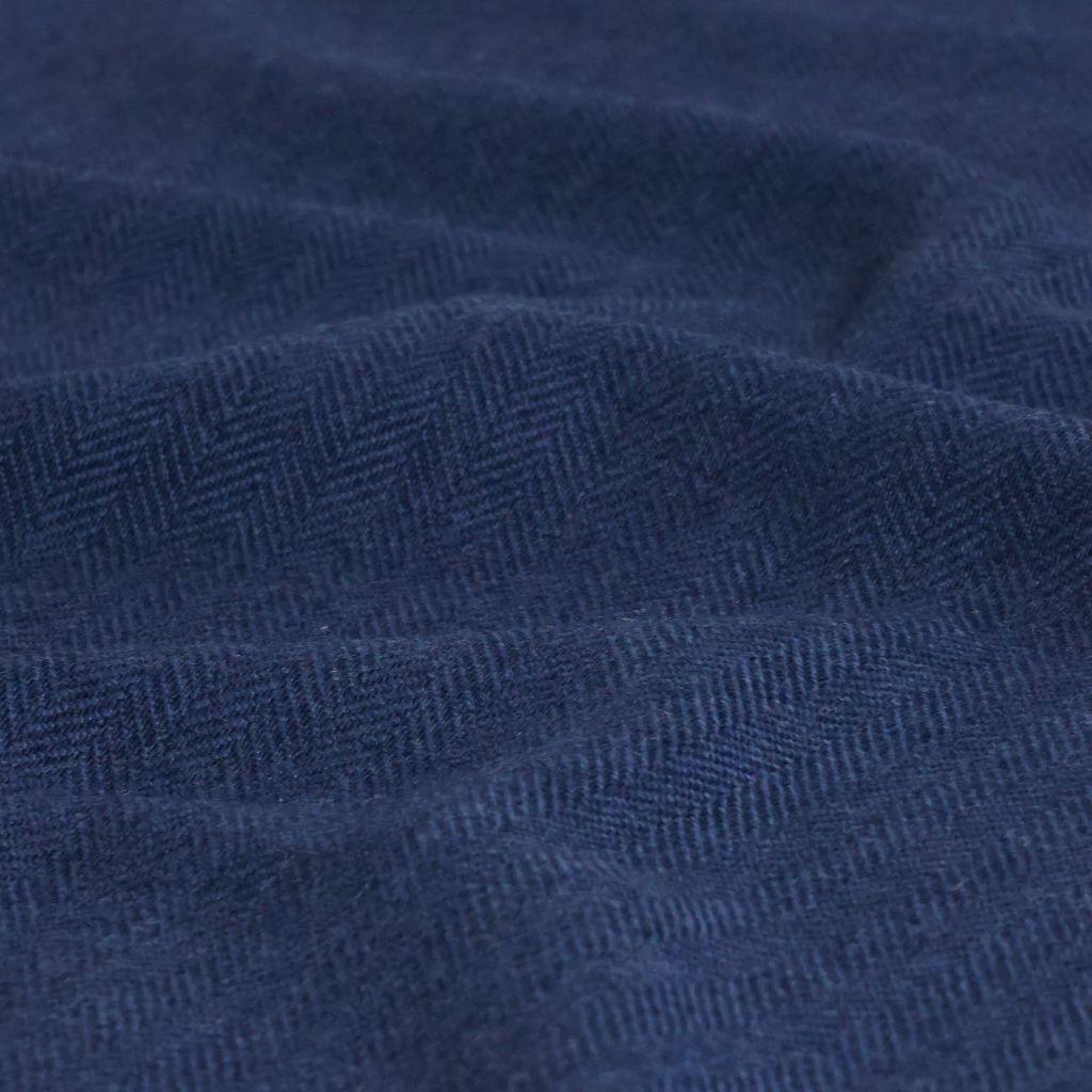 Preview: Wollstoff Schurwolle Tweed Fischgrat marineblau grau